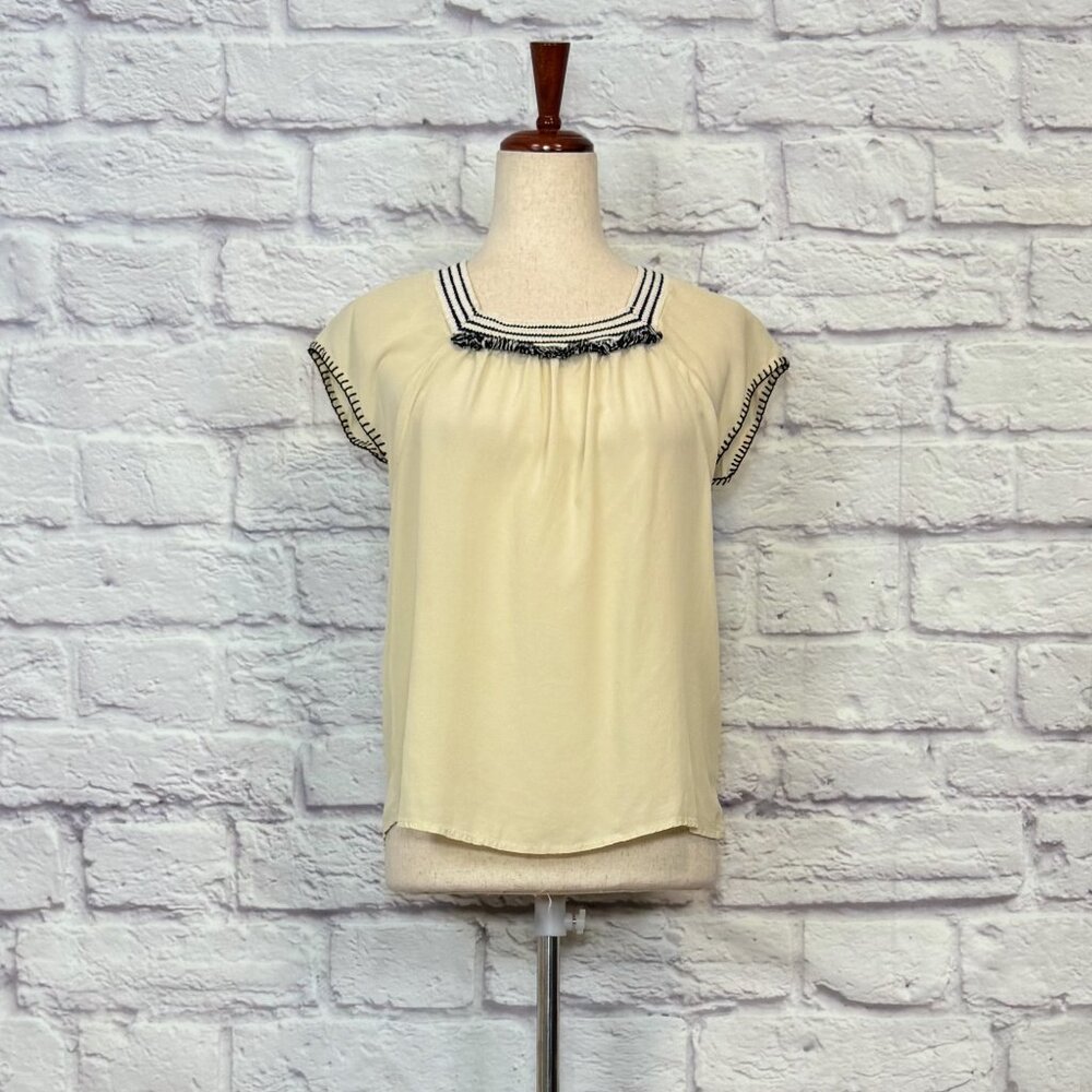 Anthropologie The Korner Cream Silk Crepe de Chine Top